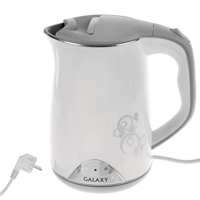 Чайник электрический Galaxy GL 0301, пластик, колба металл, 1.5 л, 2000 Вт, белый