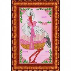 Ткань-схема для вышивания бисером и крестом "Метрика девочка" А4 (кба 4010)