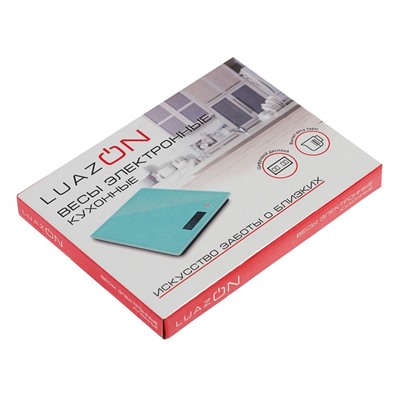 Весы электронные кухонные LuazON LVK-507 до 5 кг, стекло, бирюзовые