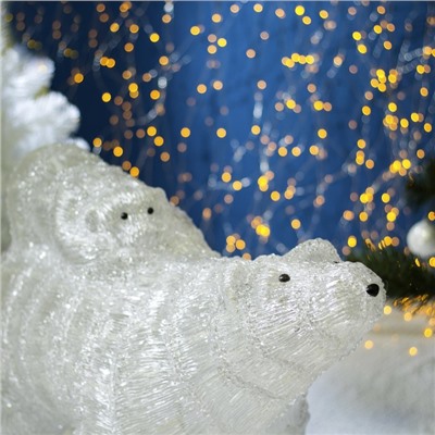 Светодиодная фигура «Медведь с медвежонком» 80 × 76 × 30 см, акрил, 150 LED, 8 режимов, 24 В, свечение белое