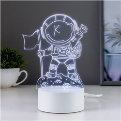 Светильник сенсорный "Космонавт с флагом" LED 7 USB/от батареек белый 19х13х9,5 см