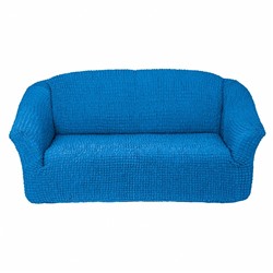 Чехол на диван на резинке без оборки синий