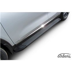 Защита штатных порогов алюминиевый профиль Arbori "Optima Black" 1800 черная KIA Sorento 2015->