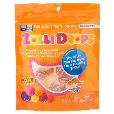 Zollipops, Леденцы Zolli, леденцы для чистки зубов, фруктовые вкусы, более 15 леденцов Zolli, 1,6 унций