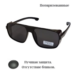 Солнцезащитные мужские очки поляризованные чёрные глянцевые