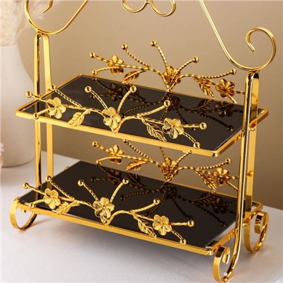 Подставка для десертов 2-х ярусная «Венеция», 30×17,5×32 см, цвет металла золотой