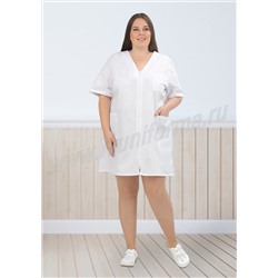 Халат медицинский женский белый "Луиза" (size +) для медработников оптом