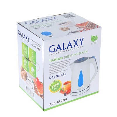 Чайник электрический Galaxy GL 0201, 2200 Вт, 1.7 л, синий