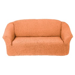 Чехол на диван на резинке без оборки абрикос