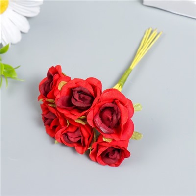 Цветы для декорирования "Роза Амадеус" бордо 1 букет=6 цветов 10 см