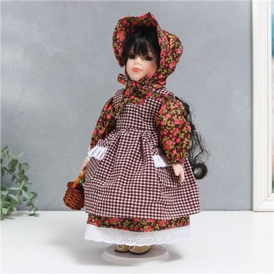 Кукла коллекционная керамика "Марфушечка в цветочном платье и косынке" 30 см