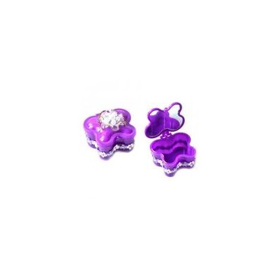 Шкатулка Бабочка с зеркалом Цветок с жемчугом фиолетовая 8,1х7,5х7см пластик SH