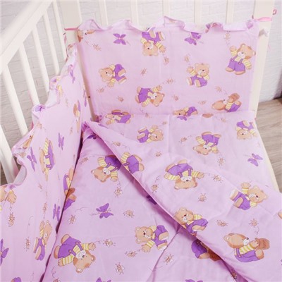 Комплект в кроватку "Мишки с мёдом" (3 предмета), цвет фиолетовый 33