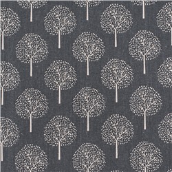 Ткань на отрез лен TBY-DJ-22 Деревья цвет серый