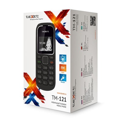 Сотовый телефон Texet TM-121 Black, цвет черный