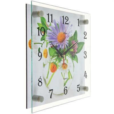 Часы настенные, серия: Цветы, "Ромашки", 25х25 см, микс