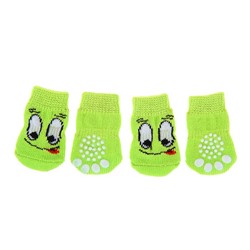 Носки нескользящие "Улыбка", размер L (3,5/5 * 8 см), набор 4 шт, зеленые