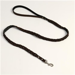 Поводок кожаный плетеный "Коса", 1.25 м х 1.1 см, черный