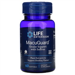 Life Extension, MacuGuard, добавка с шафраном для укрепления зрения, 60 мягких таблеток