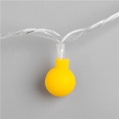 Гирлянда «Нить» 5 м с насадками «Шарики жёлтые», IP20, прозрачная нить, 30 LED, свечение жёлтое, 8 режимов, 220 В
