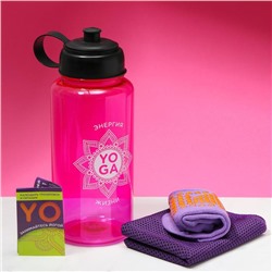 Набор спортивный Yoga, для йоги: бутылка, полотенце, носки one size, календарь тренировок