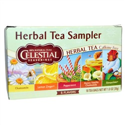 Celestial Seasonings, Набор травяных чаев, без кофеина, 5 вкусов, 18 чайных пакетиков, 1,0 унция (30 г)