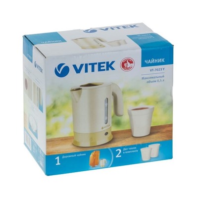 Чайник электрический Vitek VT7023Y, 650 Вт, 0.5 л, желтый