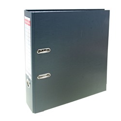 Папка-регистратор А4, 70мм "Бизнес", собранный, серый, пластиковый карман, металлический кант, картон 2мм, вместимость 450 листов