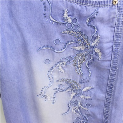 Размер 38. Рост 151-161. Летние подростковые штаны из облегченного джинса Selron_Fenix с оригинальной вышивкой.