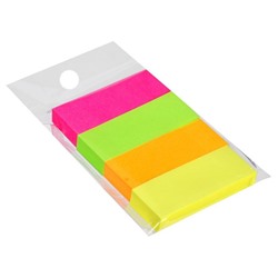 Блок-закладки с клеевым краем бумажные 12*50мм, 4цв*80л Neon