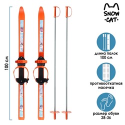 Лыжный комплект детский: пластиковые лыжи 100 см с насечкой, палки 100 см «Вираж-спорт Единорожка»