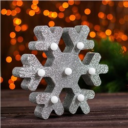 Новогодний декор с подсветкой "Снежинка" серебро 4,5×21×21 см