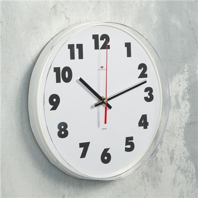 Часы настенные, серия: Классика, плавный ход, d=25 см, основание белое