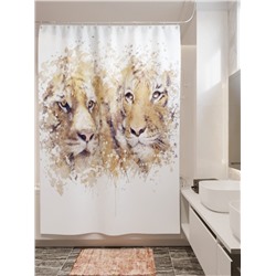 Фотоштора для ванной Два льва