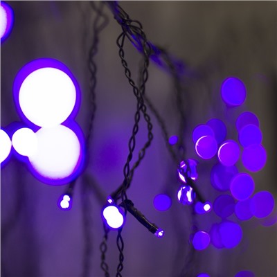 Гирлянда «Бахрома» 3 × 0.5 м, IP20, тёмная нить, 80 LED, свечение фиолетовое, 8 режимов, 220 В