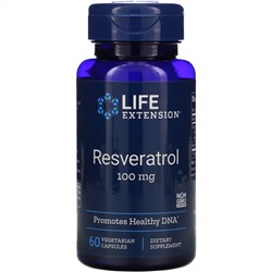 Life Extension, Ресвератрол, 100 мг, 60 вегетарианских капсул