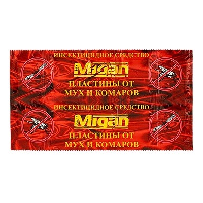 МИГАН Пластины от мух и комаров 10шт красные Я-254 1/200