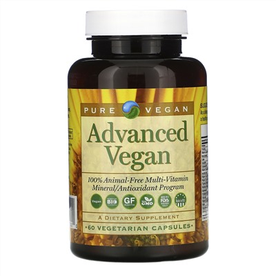 Pure Vegan, Advanced Vegan, 60 Vegetarian Capsules