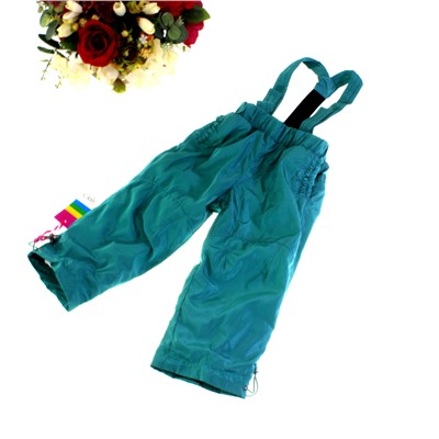 Рост 88-92. Утепленные детские штаны на подтяжках с подкладкой из войлока Federlix цвета морской волны.