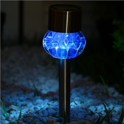 Садовый светильник на солнечной батарее «Грани синие», 5.5 × 29 × 5.5 см, 1 LED, свечение белое