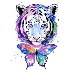 Картина по номерам 40х50 - Тигр и бабочка