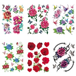 TTK003-101 Временные татуировки набор 6 листов 12х17,5см Розы