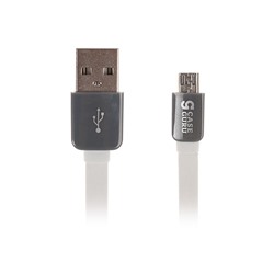 Кабель CaseGuru MicroUSB- USB, плоский, силиконовый ,1 м, белый