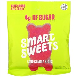 SmartSweets, Sour Gummy Bears, Raspberry, Apple, Lemon Peach, 1.8 oz (50 g)