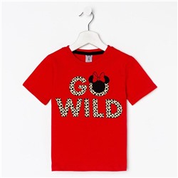 Футболка детская "Go wild" Минни Маус, рост 86-92, красный