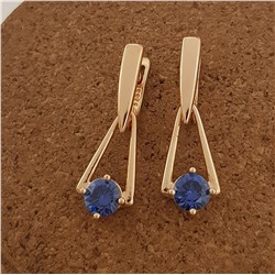 Серьги коллекция Дубай  покрытие позолота синий фианит