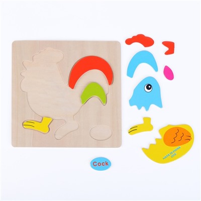 Детские деревянные рамки-вкладыши «Животные, насекомые» 15 × 15 × 0,5 см, МИКС