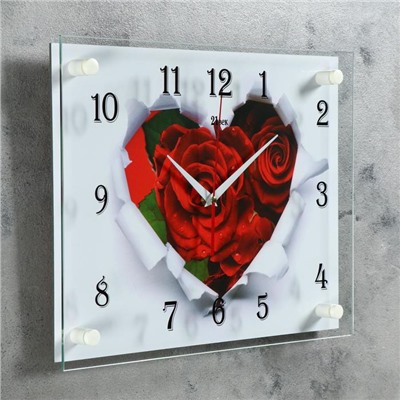 Часы настенные, серия: Цветы, "Розы", 30х40 см