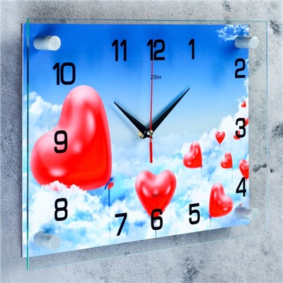 Часы настенные, серия: Люди, "Воздушные сердца", 25х35  см, микс