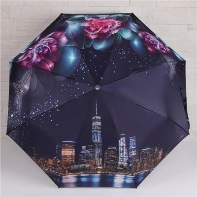 Зонт автоматический «Города и цветы», 3 сложения, 8 спиц, R = 50 см, цвет МИКС
